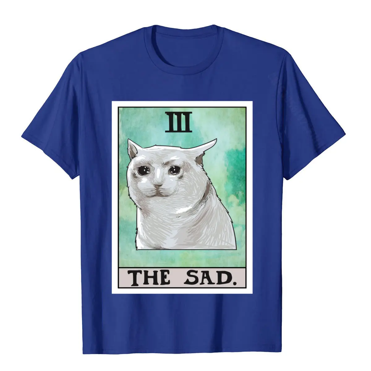 The Sad Cat Tarot Card Funny Meme Cotton Tops & Tees For Men Customized Tshirts Europe Funny