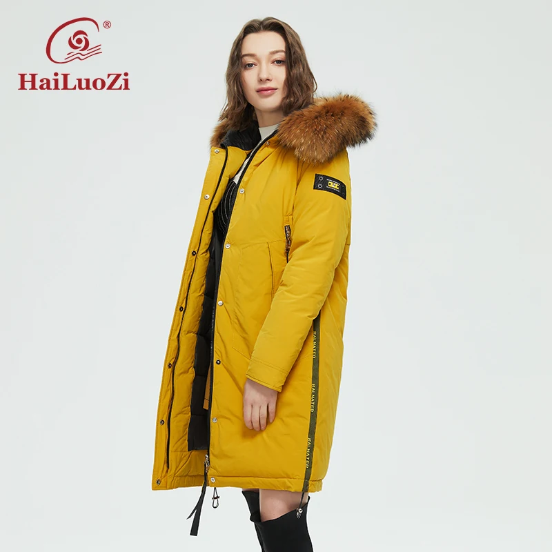 HaiLuoZi 2022 New Winter Women\'s Jacket Fashion Casual Raccoon Big Fur Collar Down Jackets Women Coat Hooded Windproof Parka  89