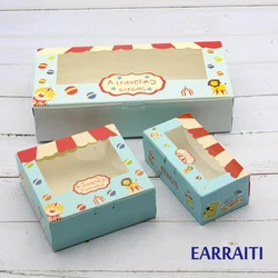 50PCS Gift Box Window For Kids Birthday Party Favors Candy Cookies Toy Cake Kraft Paper Boxes Packaging Circus Clown Cardboard