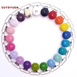 SUTOYUEN 30pcs/lot 1'' 25mm Round Metal Suspender Clip Soothers Holder Clips for Dummy Baby Pacifier Chain Clips Lead Free