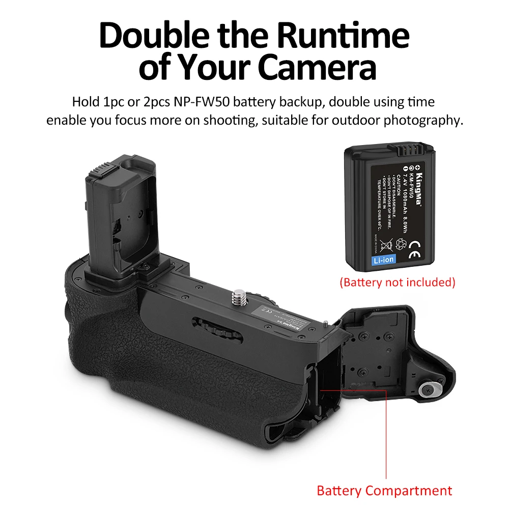 KingMa VG-C1EM Vertical Battery Grip Holder For Sony Alpha A7 A7R A7S Camera Battery Pack Grip Holder