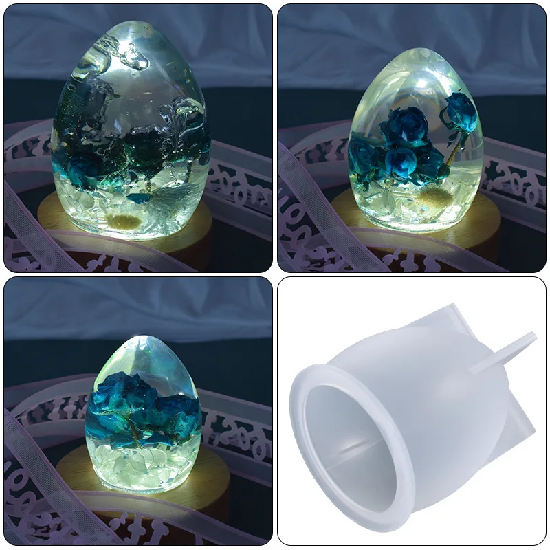 DIY Crystal Epoxy Resin Mold Egg Shaped Multi-size Ball Night Lamp Decoration Light Set Silicone Mold For Jewelry Pendant Home