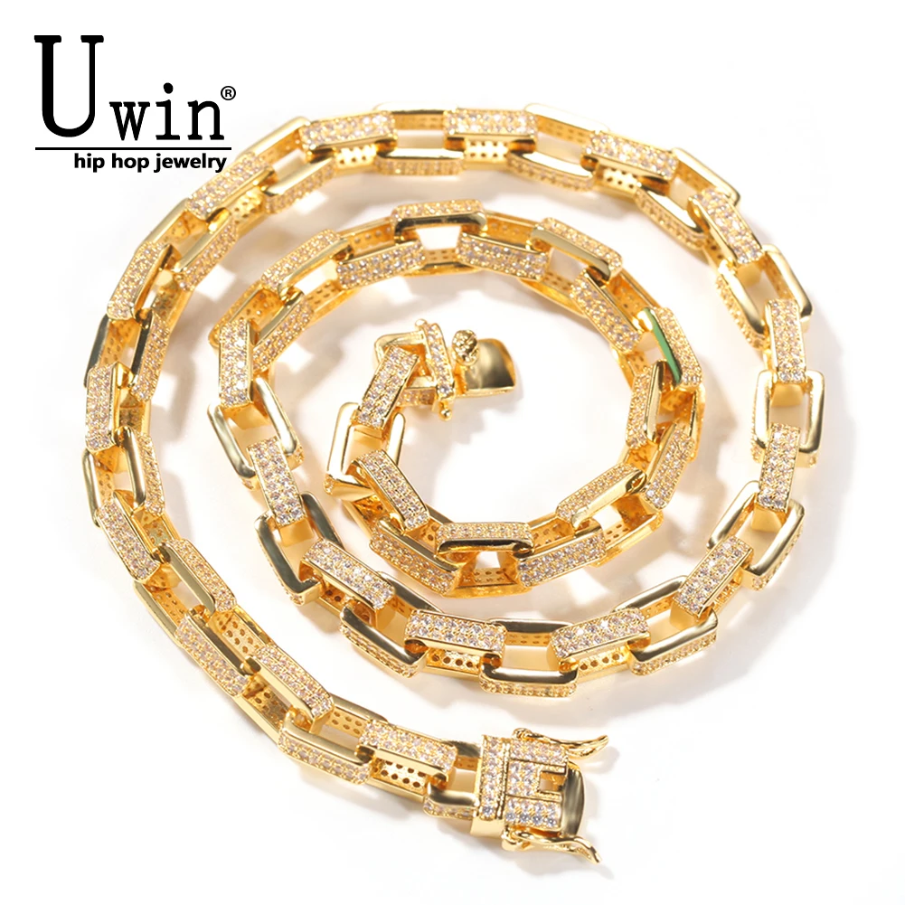 

Квадратная коробка Uwin Chain7mm 8mm AAA + кубический цирконий полное сверкающее ожерелье микро выложенный CZ очаровательное винтажное короткое ожерелье