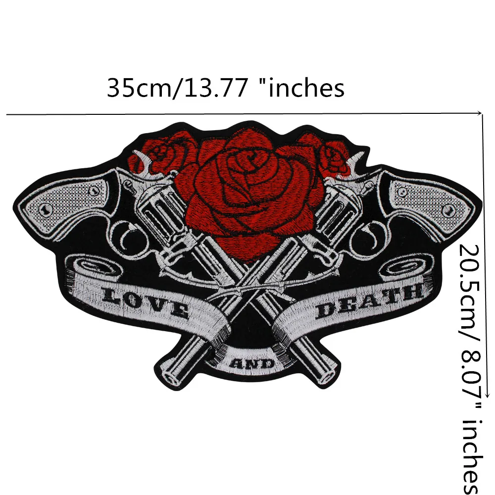 Patches para Jaquetas Ferro em Rosa Patch Bordado Pacth para Mochilas Decorativas Punk Gun Patches