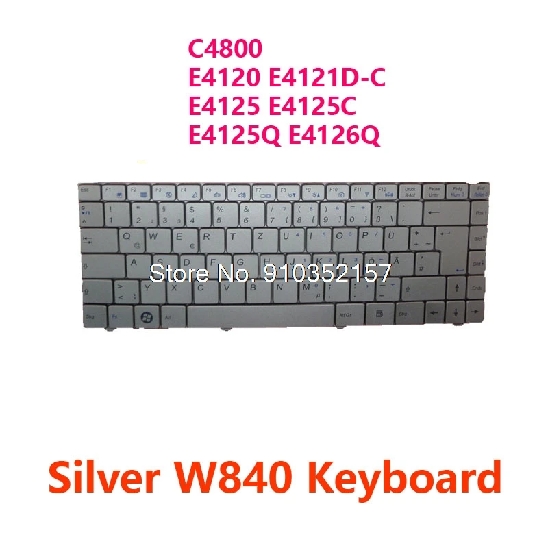 الفضة محمول لوحة المفاتيح ل CLEVO C4800 E4120 E4121D-C E4125 E4125C E4125Q E4126Q MP-07G36D064302 6-80-W8410-070-1 الألمانية GR