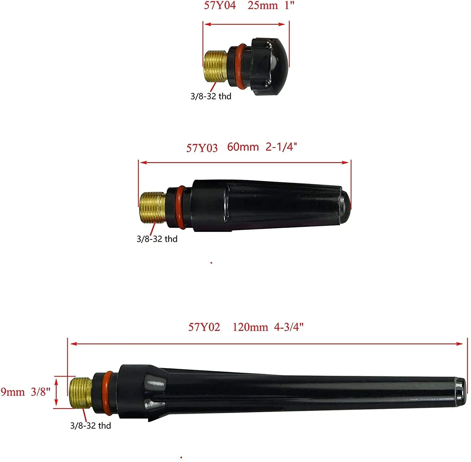 TIG Back Cap 57Y02 Fit QQ300 PTA DB SR WP 17 18 26 TIG Welding Torch 5pk (Fit 17 18 26 Torch, 57Y02 57Y03 57Y04 15pcs)