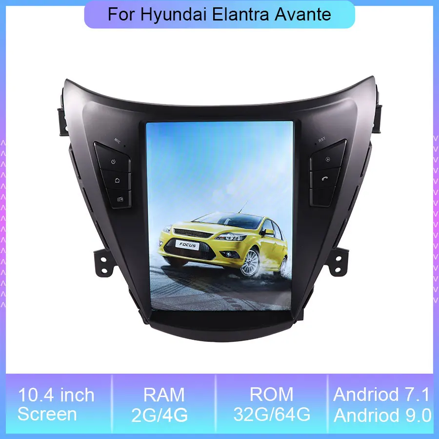 10.4'' Andriod 9.0 Car Radio DVD Player For Hyundai Elantra Avante 2011-2013 GPS Navigation Tesla Multimedia Player