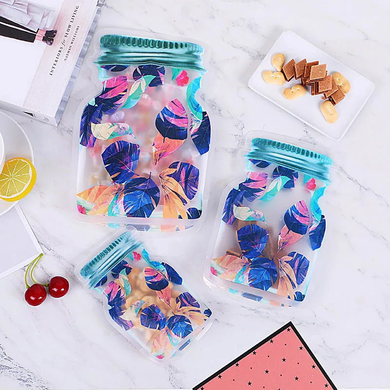 Reusable Mason Jar Zipper Bags Nuts Candy Cookies Bag Waterproof Seal Fresh Food Storage Bag Snack Sandwich ZipLock Bag For Food