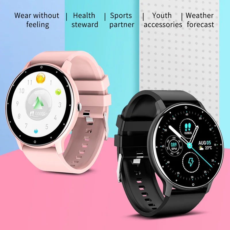 Smartwatch feminino com previsão do tempo em tempo real, rastreador de atividades, lembrete de notificação WhatsApp, IP67, impermeável