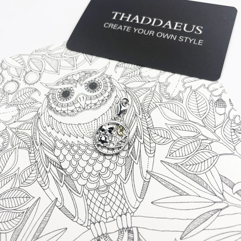 Anhänger Eule & Mond aus 925er Sterlingsilber für Damen und Mädchen, neuer trendiger Schmuck – Detail 5