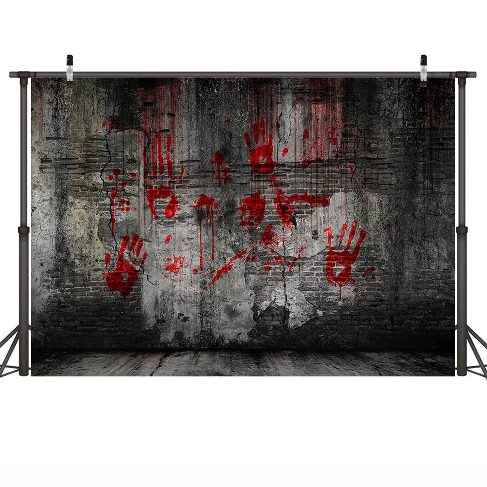 Bloody Halloween Backdrop Horror Scary Hallowmas Help Me with Bloody Hands Photography Background Trick or Treat Party Decor