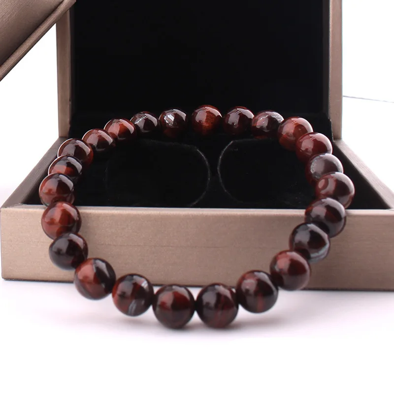 Minimalist 8MM Natural Stone Prayer Beads Tiger Eye Bracelet Handmade Red Brown Natural Stone Braclet For Men Yoga Jewelry Homme