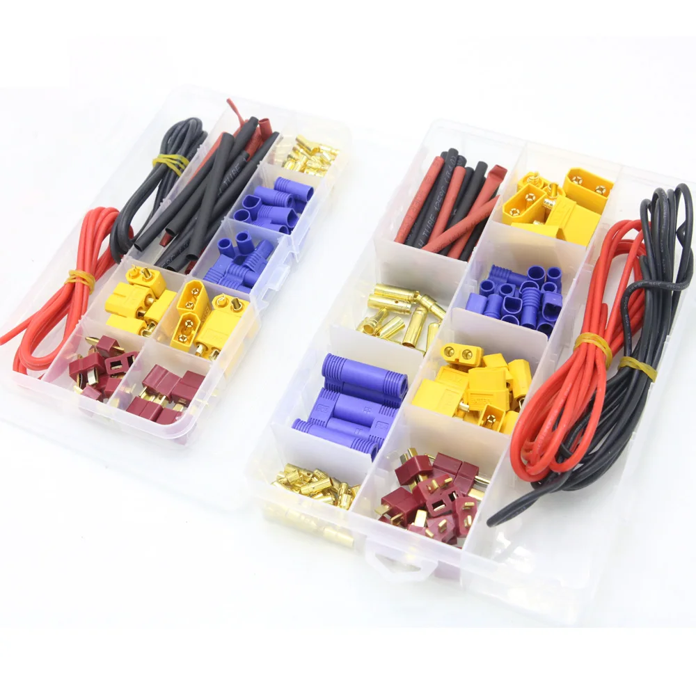 T Plug / XT60 / XT90 / EC3 / EC5 Male & Female Plug Adapter Connectors with 16AWG Silicone Wire and Shrink Tube For RC FPV Drone