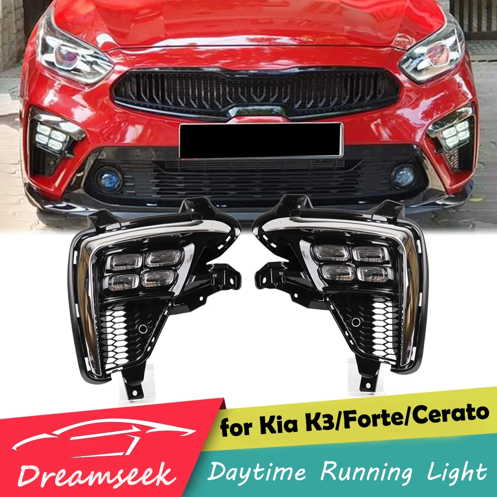 

4Y LED DRL Daytime Running Light for Kia K3 / Forte / Cerato 2019 2020 2021 Fog Lamp with Turn Signal