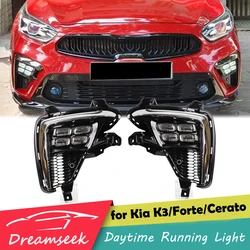 4Y LED DRL Daytime Running Light for Kia K3 / Forte / Cerato 2019 2020 2021 Fog Lamp with Turn Signal