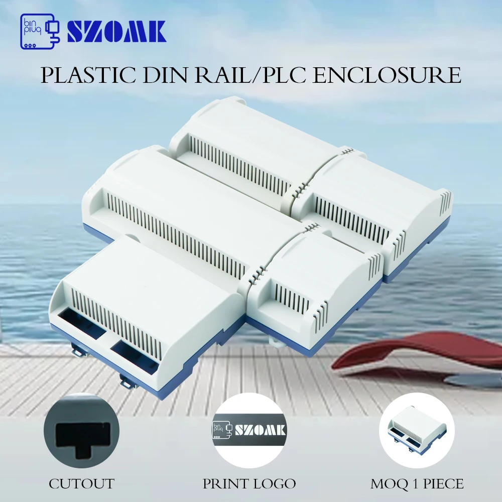 Szomk Plastic Din Rail Enclosure For Pcb Devices PLC Din Rail Enclosures