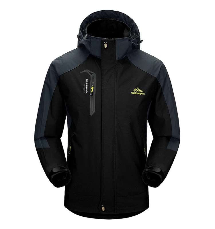 TRVLWEGO Camping Wanderjacke Herren Herbst Outdoor Sport Mäntel Klettern Trekking Windjacke Reise Wasserdichte Jacken Schwarz