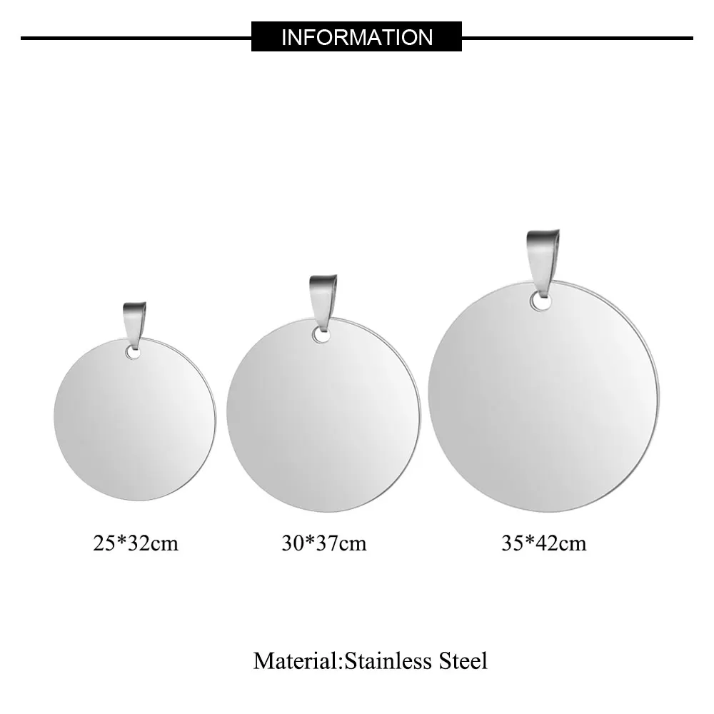 10pcs/Lot 316 Stainless Steel Mirror Polished 25mm 30mm 35mm Round Disc Blank Charm Wholesale OEM Engraved Pendants