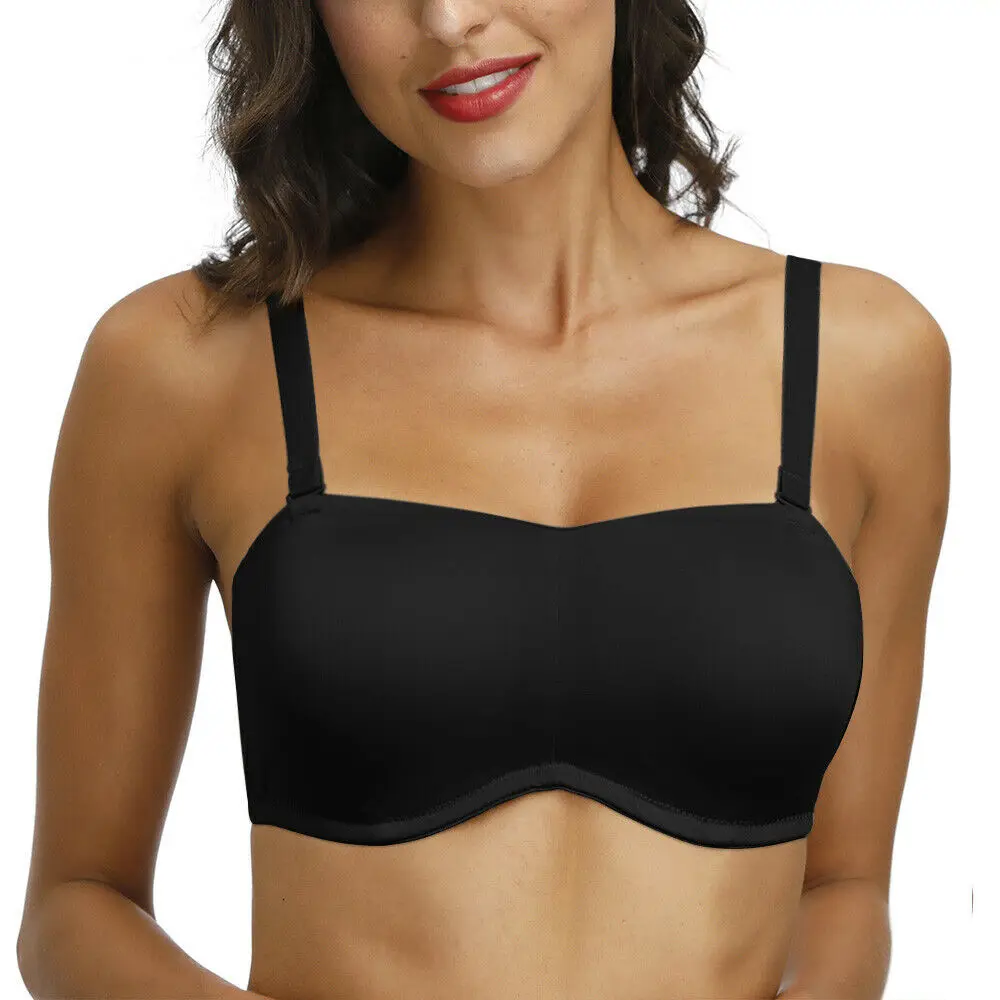YBCG 3 Colors Women Bra Plus Size Fashion Solid Padded Big Cup Gather Underwear Convertible Strapless Brassiere