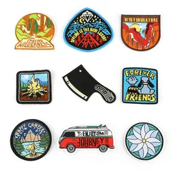 Wagon Camping tent patch wholesale Round embroidery badge natural scenery  kitchen knife Station clothing accessories