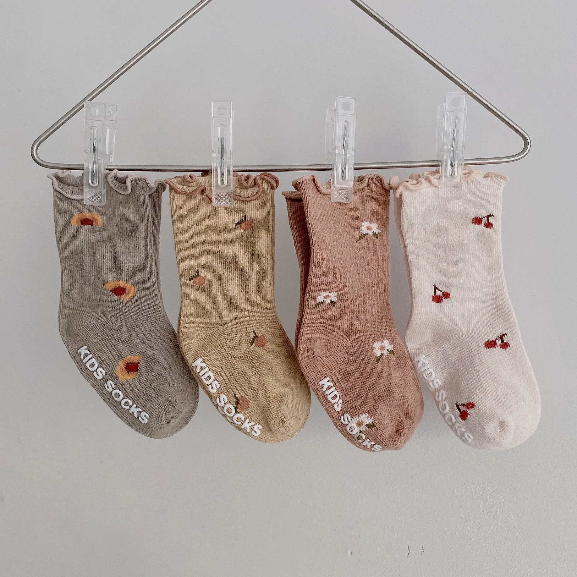 Lovely Floral Embroidery Fungus Edge Socks Newborn Baby Spring Autumn Knee High Socks for Infant Girls Soft Comfort Tube Socks