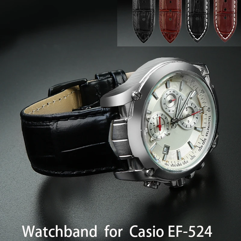 

Notched Cowhide wristband for Casio edifice series watchband ef-524d / 524sp men's wristband bracelet modified strap DIY belt