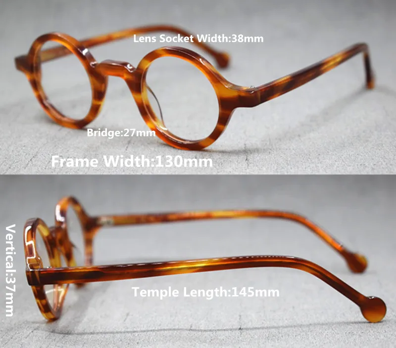 Acetat Vintage Kleine Runde Brille Männer Brillen Rahmen Frauen Optische Verordnung Spektakel Klare Brillen – Detail 3