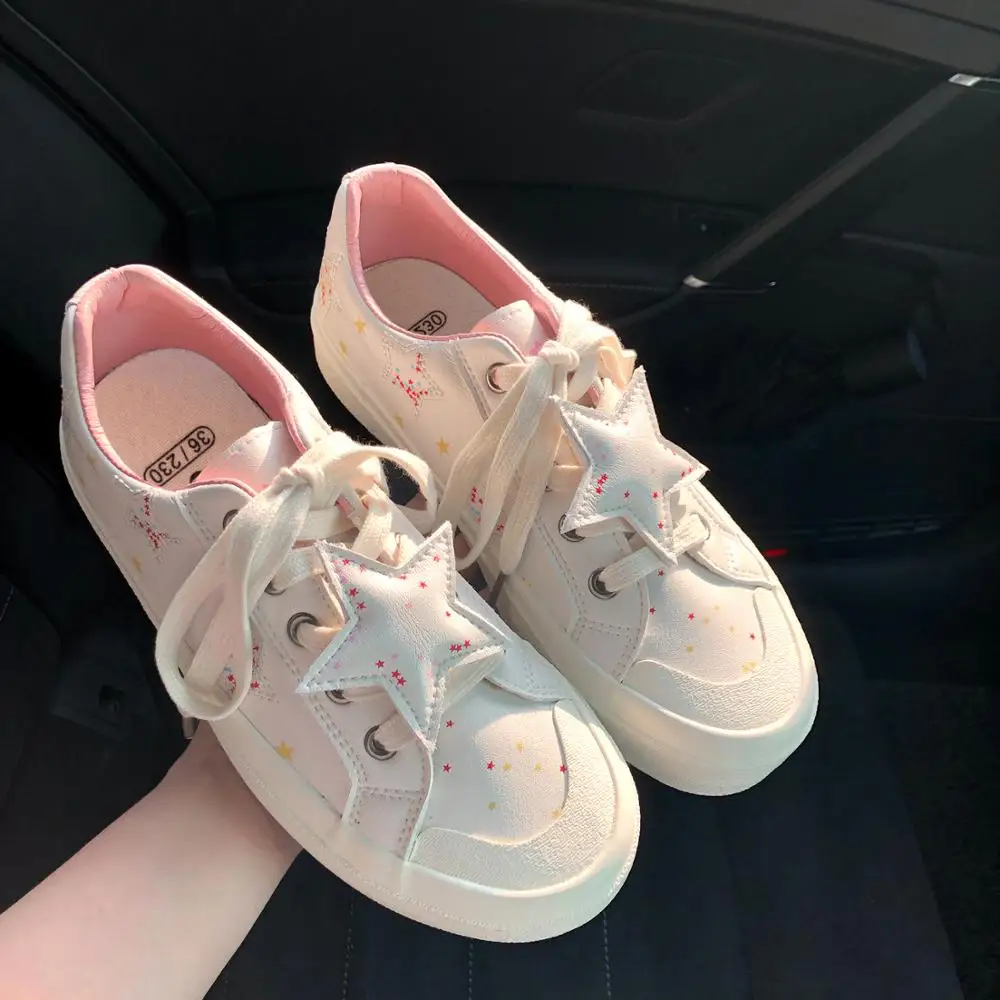 Lolita cute star sneakers female student college style casual new white shoes  comfortable women fashion shoes loli cosplay