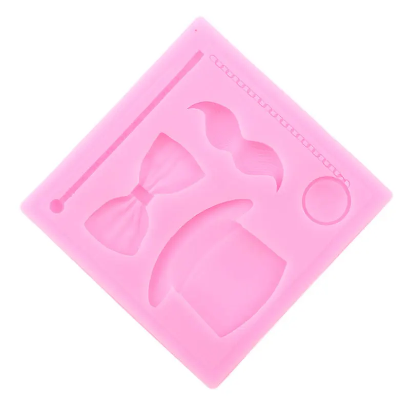 3D Magic Hat Glass Mustache Bow Silicone Mold DIY Party Fondant Cake Decorating Tools Candy Clay Chocolate Gumpaste Moulds