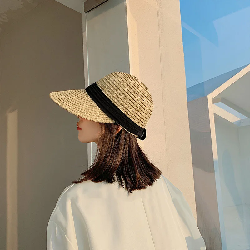 2021 women straw Hat Ladies Baseball cap Classic Raffia Hat Anti-UV Casual Visor Sun Cap Sun Beach Hat Women's summer sundresses