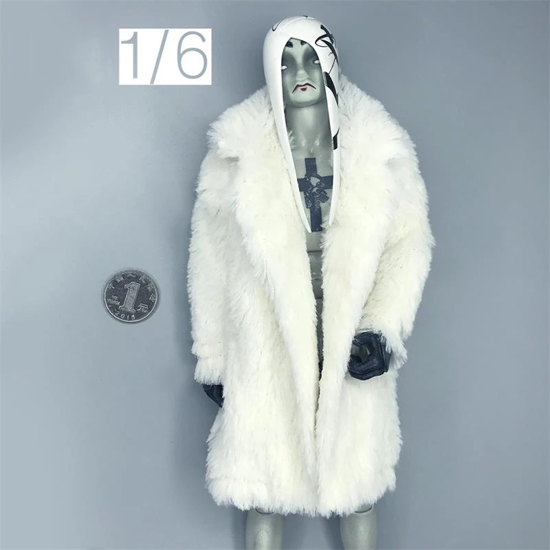 New Arrial Scale 1/6 White Color Wool Further Coat Can Be Suite Usual SS DAM HT Body Figures Collectable