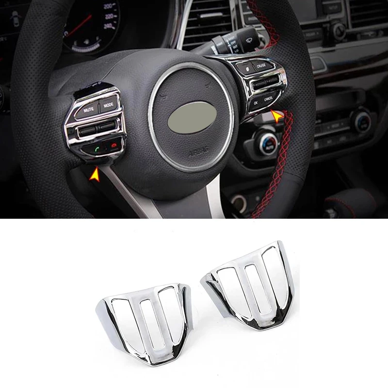 

For Kia Rio 5 portes 2020 2021 Accessories ABS Chrome matte Car Steering Wheel Switch Cover Interior Frame Button Auto Styling