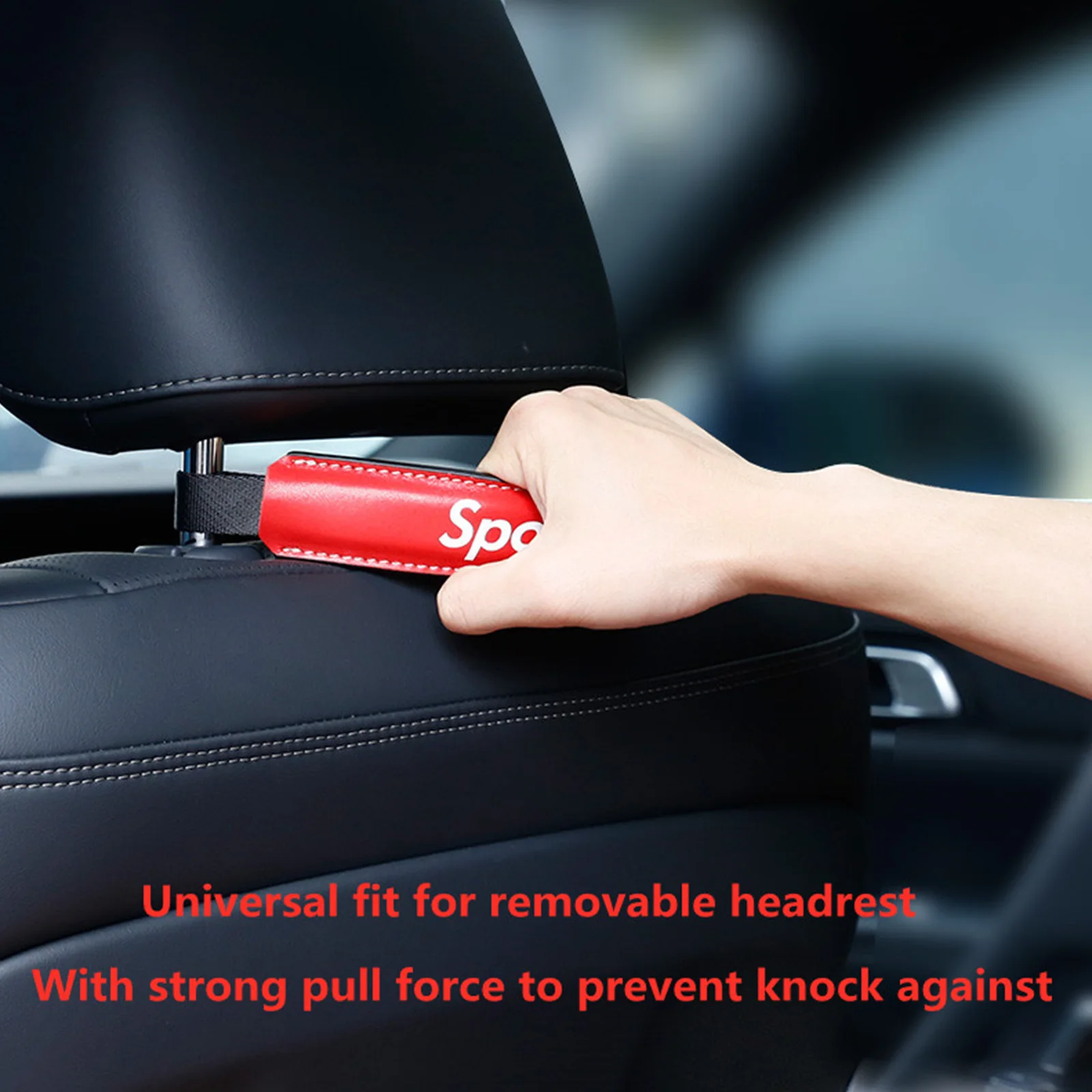 Sportme Car Seat Headrest Grab Handle Interior accessories PU Leather Car Safety Grip Handle for Rear Seat Passenger