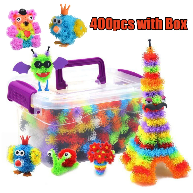 400pcs/lot 3D Thorn Balls Assembling Building Blocks Plastic Puffer Ball DIY Contruction Toys for Children Gifts