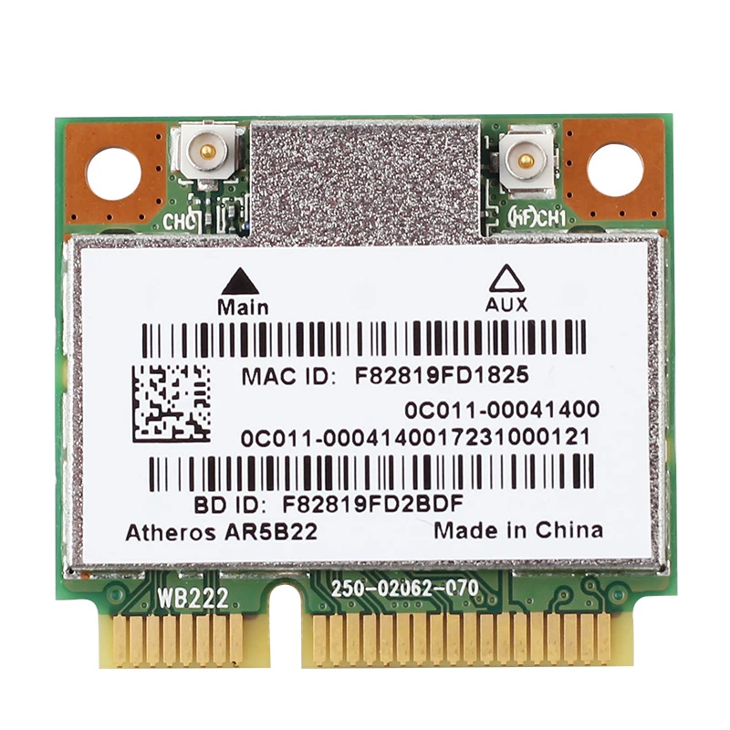 

Dual Band Atheros AR5B22 300Mbps Wireless WLAN Mini Pci-E Wifi Card AR5B22 Adapter With Bluetooth 4.0 802.11a/b/g/n For Laptop