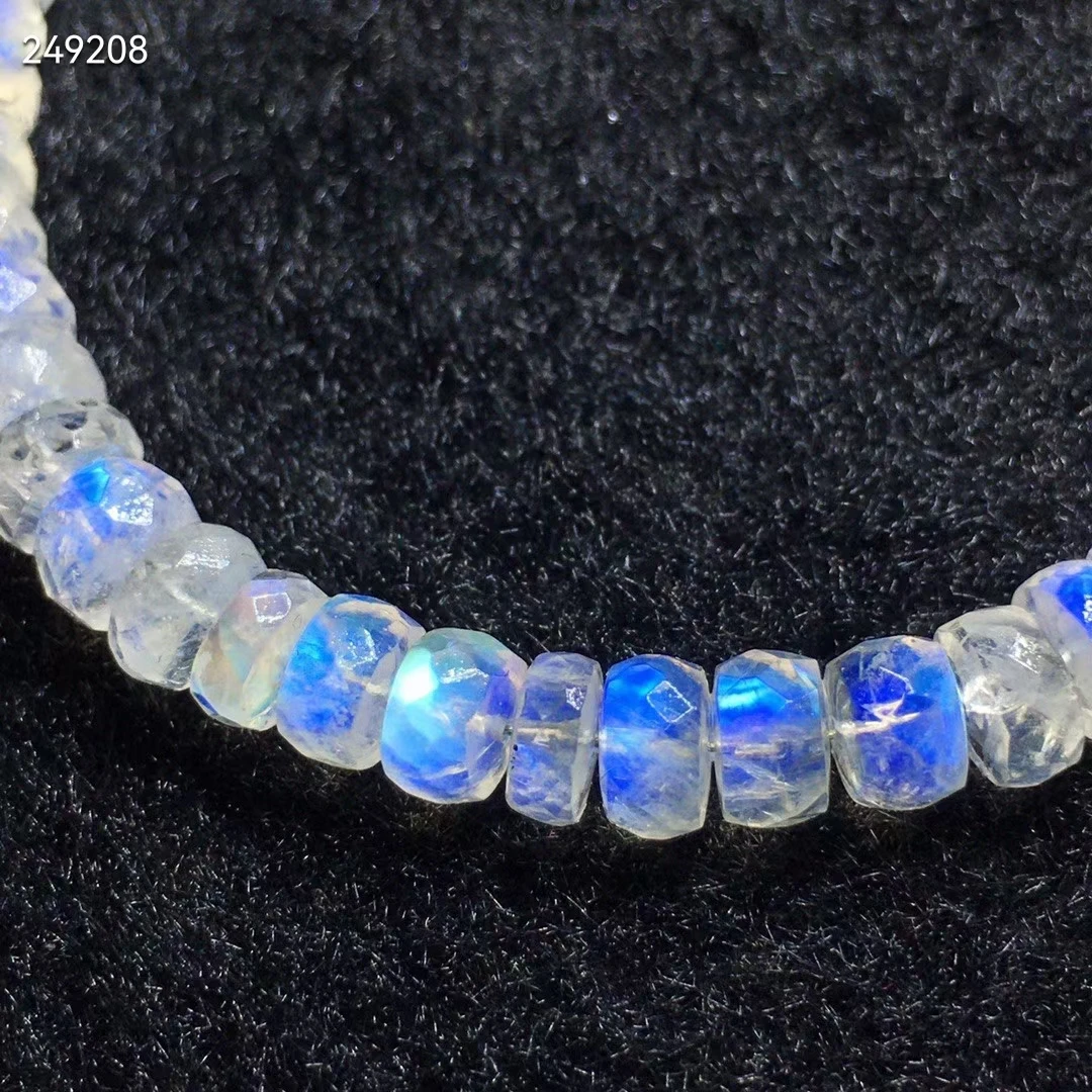 Natürliche Mondstein Blau Licht Klar Abacus Faceted Perlen Armband 6mm Frauen Männer Mode Schmuck Mondstein Perlen AAAAA