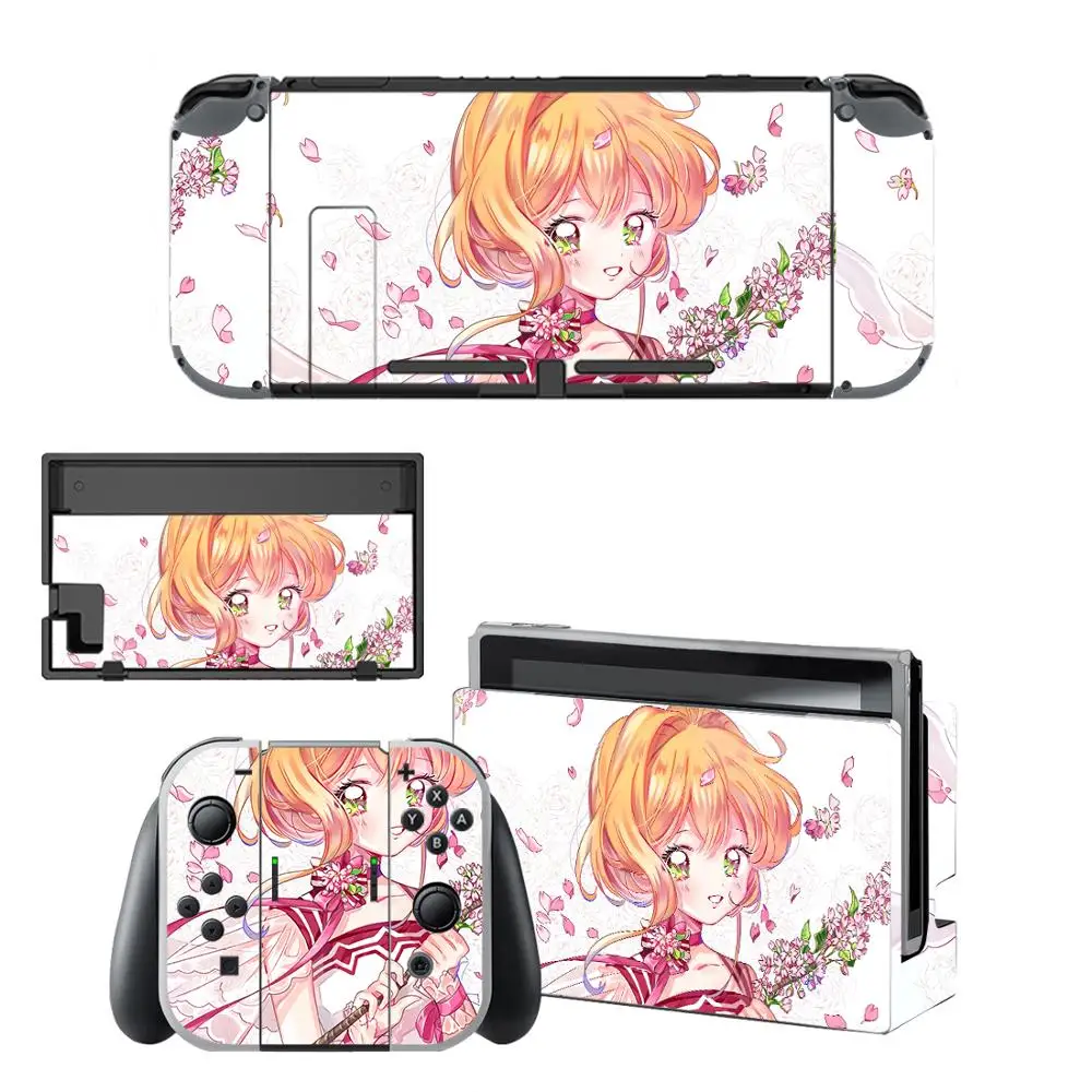 Protetor de pele de vinil adesivo cartão captor sakura skins para nintendo switch ns console + controlador suporte doca adesivos