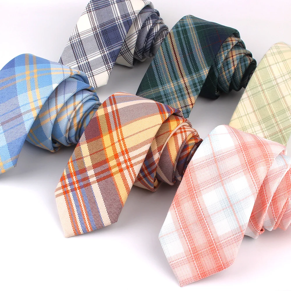 New Cotton Plaid Ties For Men Women Casua Skinny Necktie For Wedding Party Boys Girls Suits Tie Slim Check Necktie Gravata