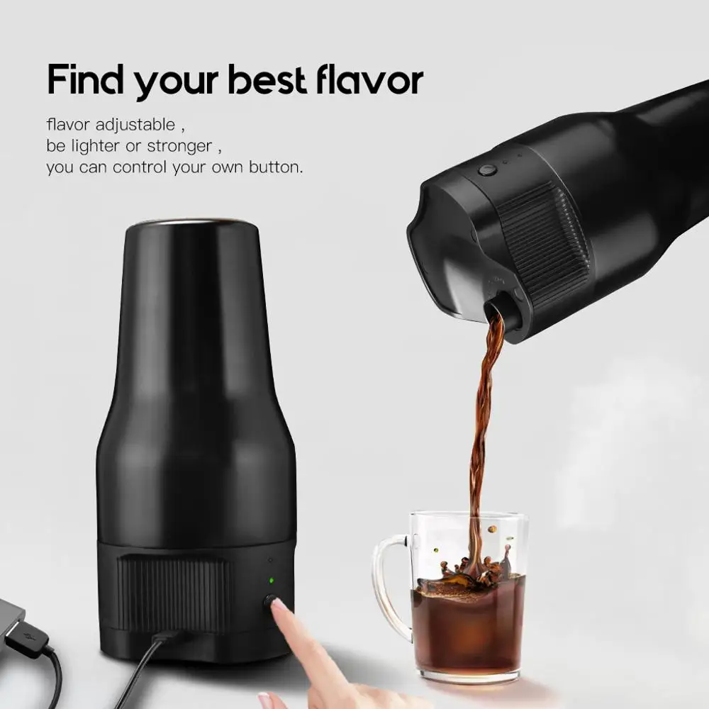 Portable Drip Coffee Maker Travel Mug Capsule Espresso Maker Coffee Machine for Refillable K-Cup for Travel Car Office 550ml