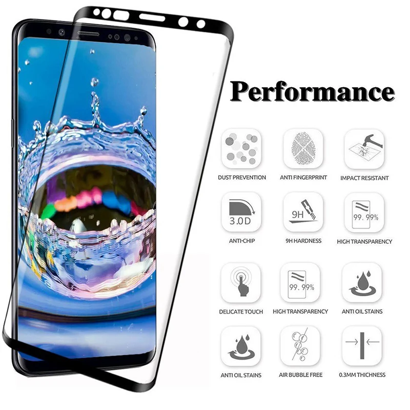 20D Full Curved Tempered Glass For Samsung Galaxy S8 S9 Plus Note 9 8 Screen Protector For Samsung A8 A6 S7 Edge Protection Film