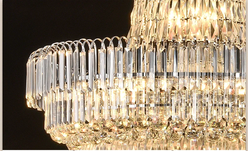 American Crystal Chandelier LED Lights European Modern Chandeliers Lights Fixture Hotel Hall Lobby Stair Big Long Hanging Lamps