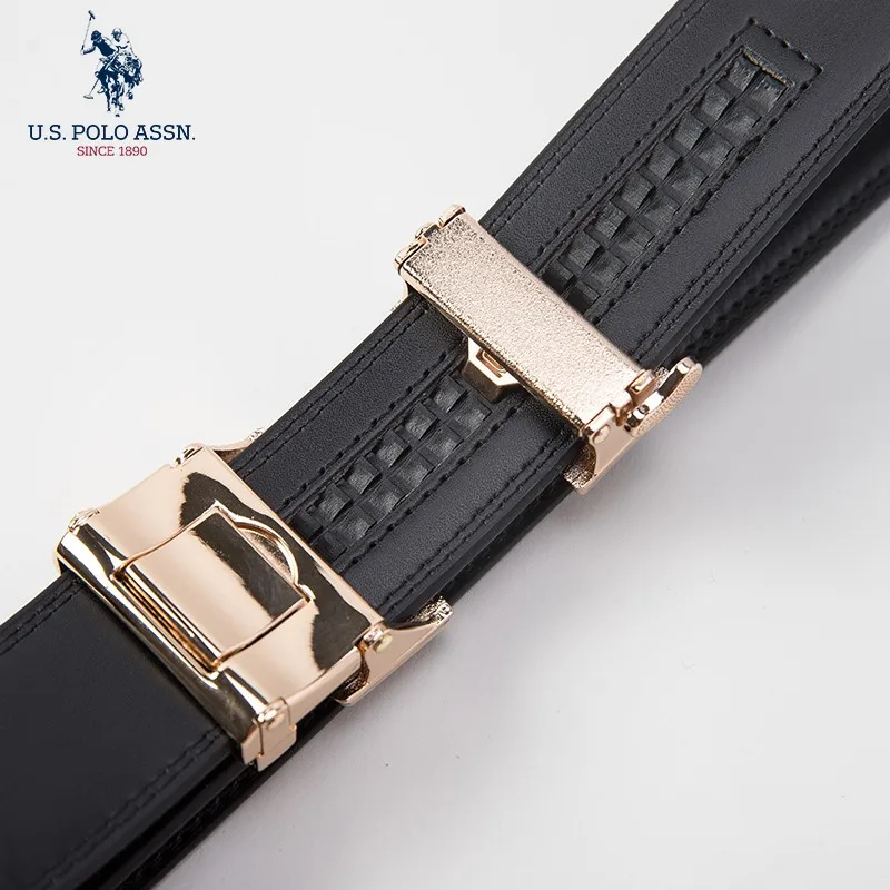 Us Polo Assn Men\'s Cowhide Belt Business Casual Formal Wear Fashion Youth Wild Tide Brand New Gold And Silver Color Belt