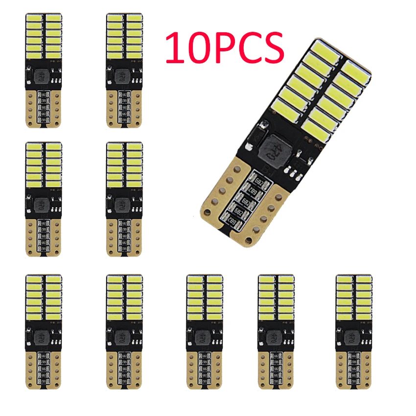 

10pcs T10 led auto lamp car w5w CANBUS 4014 24smd 6000K light Clearance Lights Reading Lights