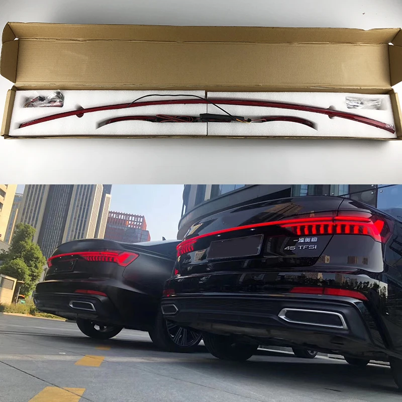 For audi new A6 C8 width light Through trunk rear lamp LED turn signal Light modified new streamer through tail light