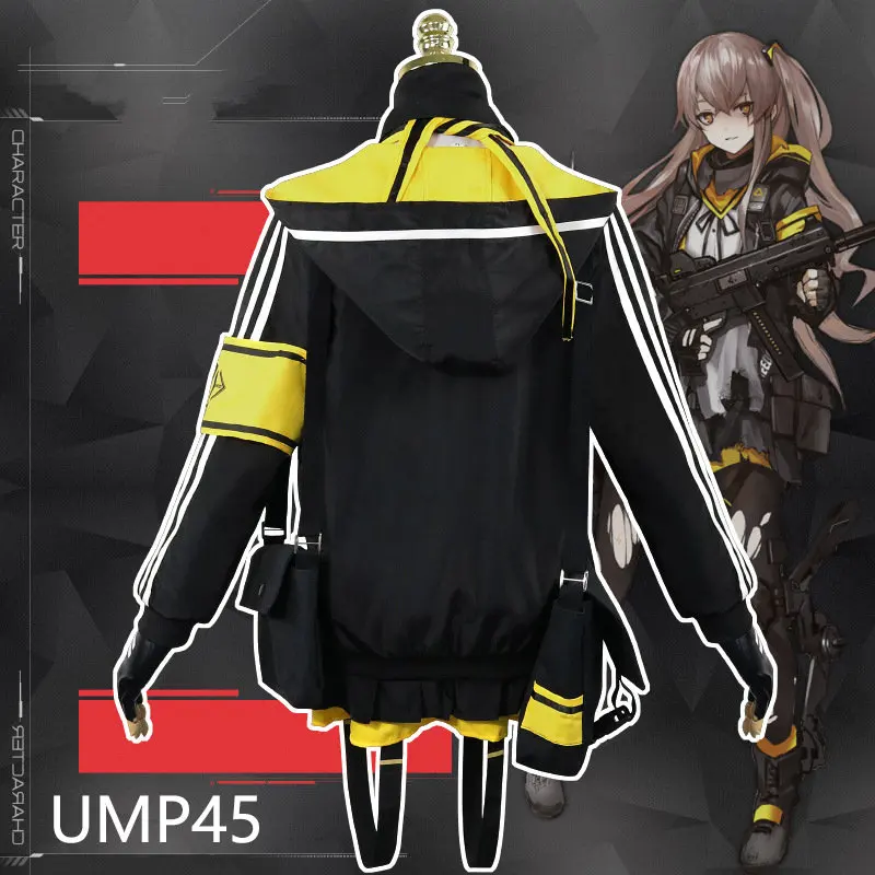 Hot Anime Game Girls Frontline Ump45 Cosplay Costumes Uniform Full Sets include  jacket+shirt+skirt+Wig+bags+gloves+Accessories