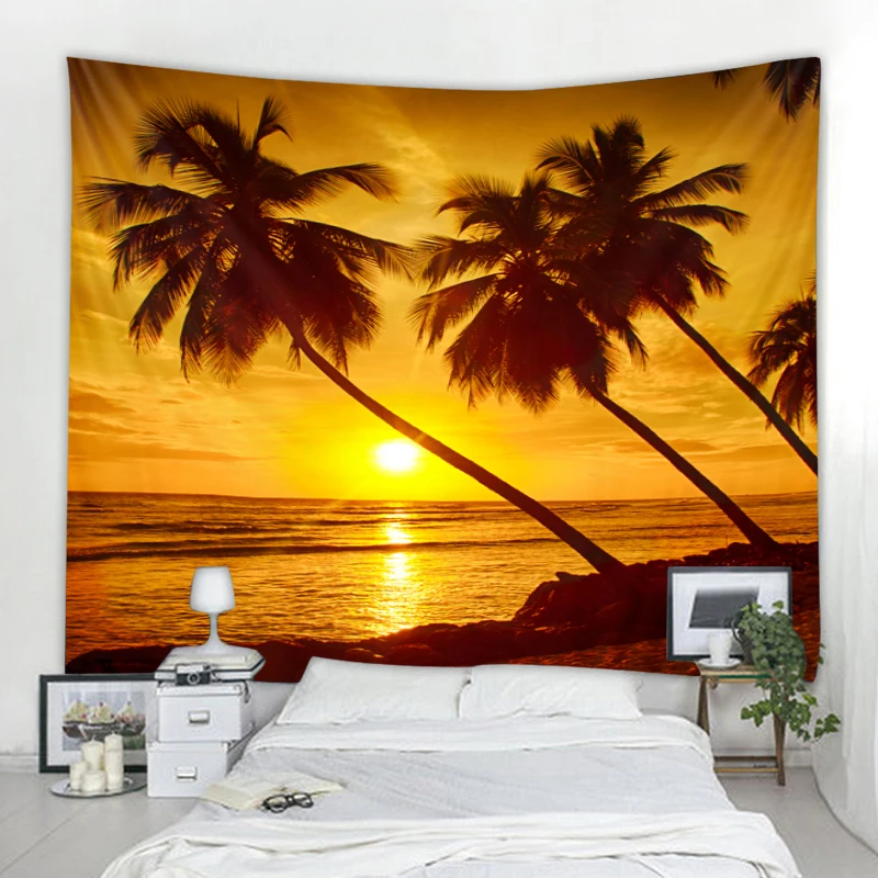 Mare albero di cocco arazzo Mandala arazzo bohémien coperta Art Deco tenda camera da letto soggiorno decorazione Hippie bohémien