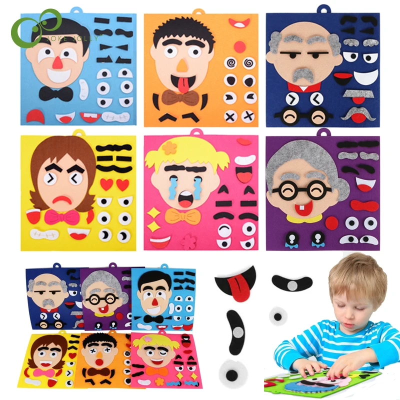 Giocattoli fai da te Adesivi per il cambiamento delle emozioni Giocattoli puzzle Espressione facciale creativa Giocattolo educativo per bambini per bambini che imparano Set divertente YJN