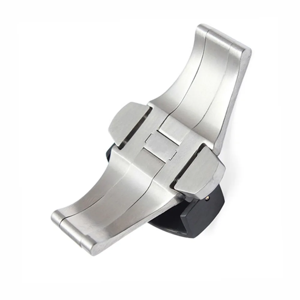 DIY Brushed 20mm 22mm Silver Black Metal Stainless Steel Strap Butterfly Buckle Watchband Clasp Buckle