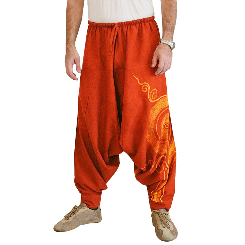 Men Casual Harem Pants Summer Yoga Baggy Spiral Print Trousers