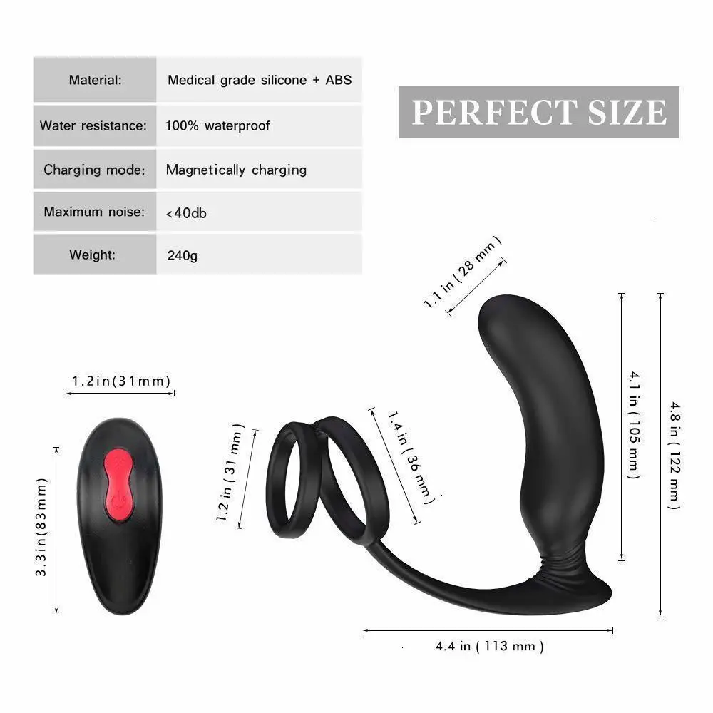 Anal Sex Toys Prostate Massager Male Vibrators Penis Ring 9 Vibration Mode Wireless Remote Control Vibrator For Men